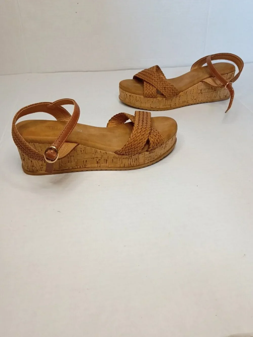 Patrizia by Spring Step Litzy Camel Cork Wedge Sandals Women’s Size 8